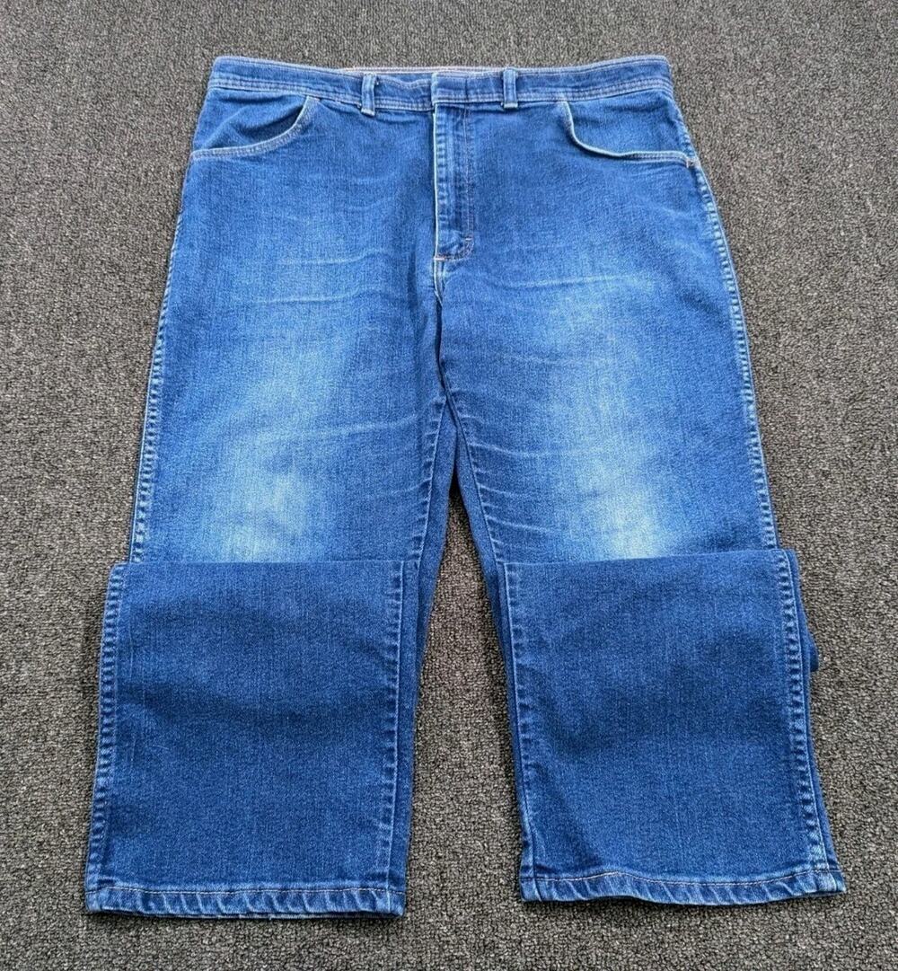 Wrangler Jeans Men's 40x32 Vintage Dark Blue Boot Cut Denim Made In USA